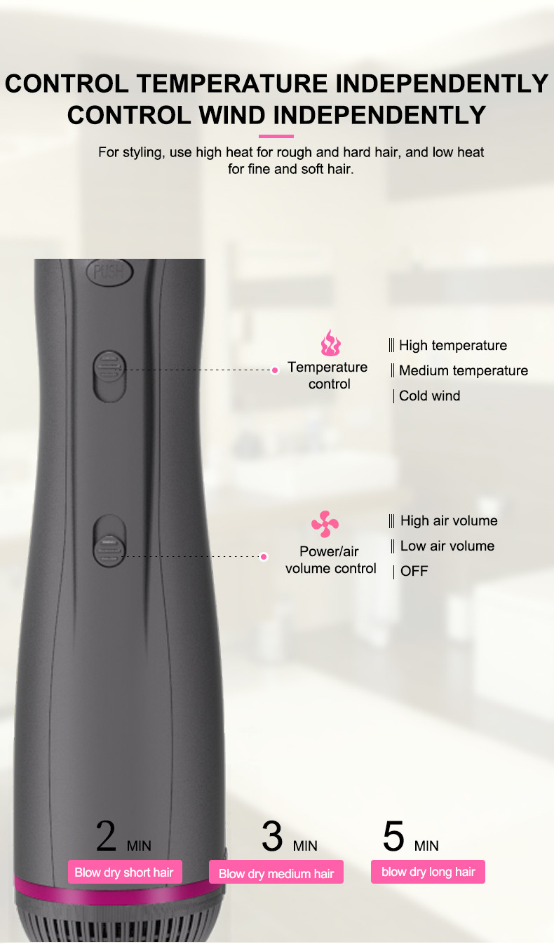 ABS Plastic Electric Hair Brush Dryer , 2M Cord 4 In One Hair Styler