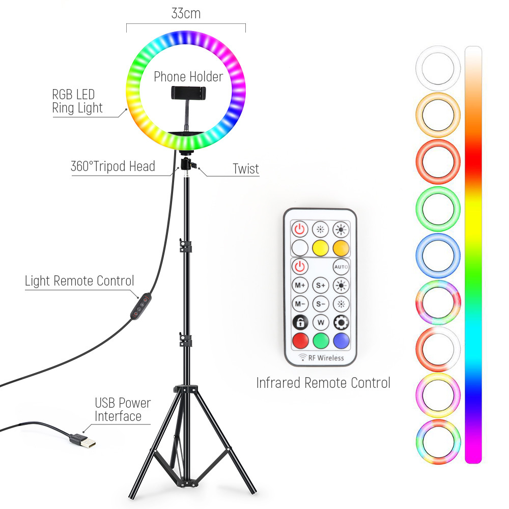 26cm 2800K Ring Supplementary Lamp , Standing Ring Light With Phone Holder