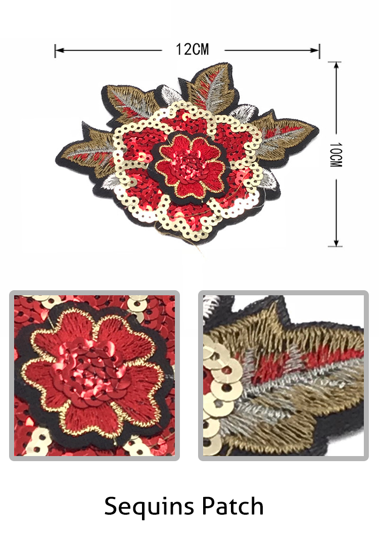 3D Rose Kids Sew On Patches Sequin Material Various Color Any Style Available