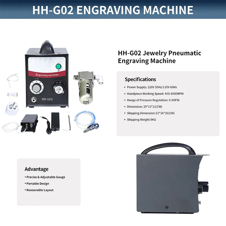 Single Ended Jewelry Engraving Machine HH-G02 Pneumatic Engraving Tools