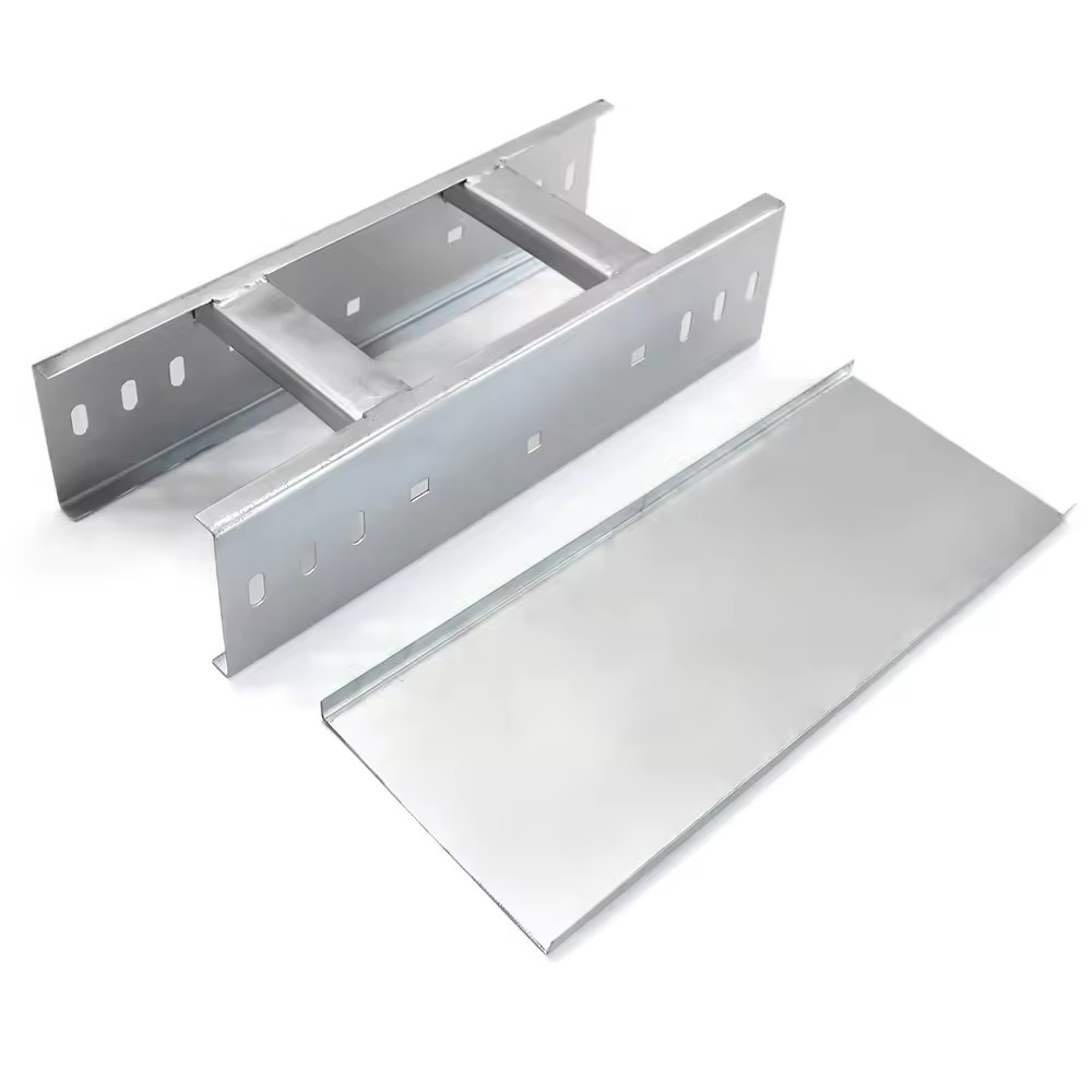 Silver Steel Ladder Cable Trays With Bends Tees Crosses Reducers