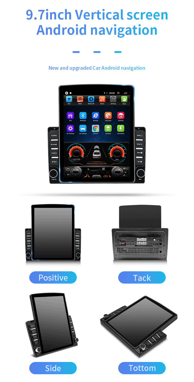 Vertical Car Android GPS Navigation 9.7 Inch Multi Languages 4G WiFi Carplay