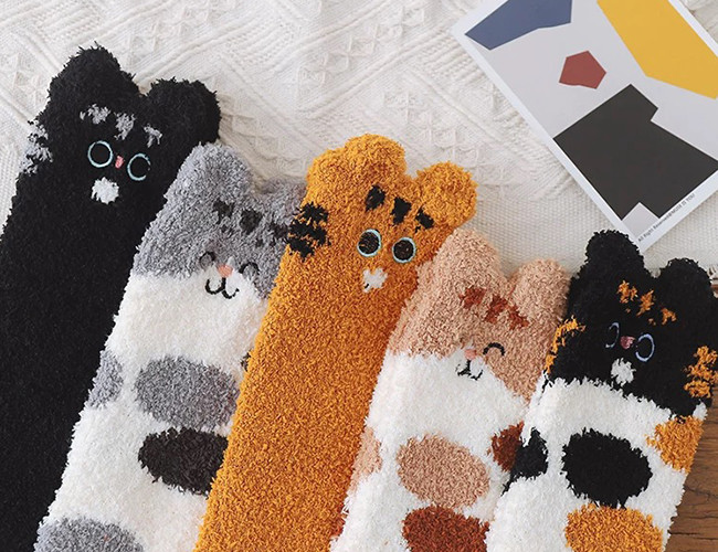 Thick Indoor Fuzzy Winter Warm Home Socks Cute Cartoon Animal Fluffy Socks