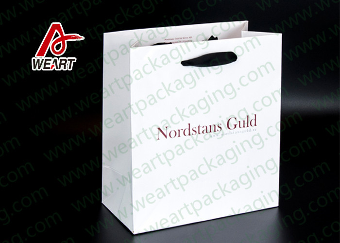 Simple Style Custom Printed Bakery Bags , Ribbon Handle Monogrammed Paper Bags
