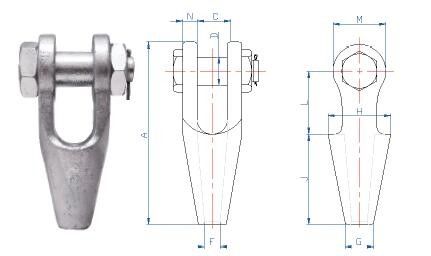 1" Open Spelter Socket With Cotter Pin , Open Swage Socket Wire Rope
