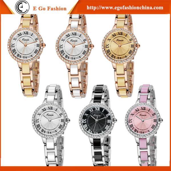 KM18 Fashion Jewelry Wholesale Stainless Steel Luxury Woman Watch Rhinestone