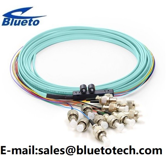 OM3 FC Ribbon Fan Out Fiber Optic Pigtail 12fiber FC Multi Mode Ribbon Fiber Pigtail 12Colors