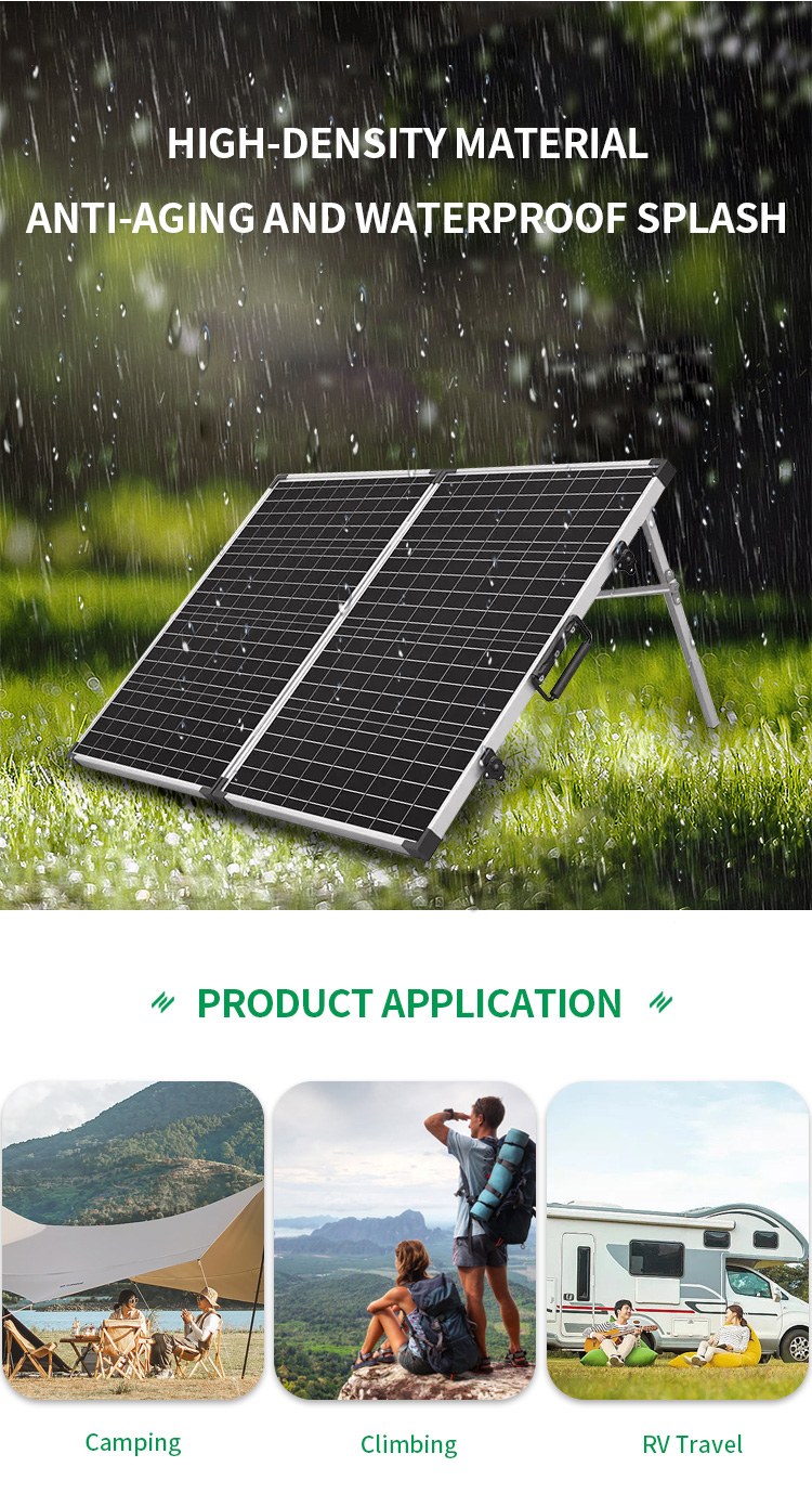 Mono 100 Watt PV Folding Solar Panel Glass 670*520*65mm 18V for Public Places