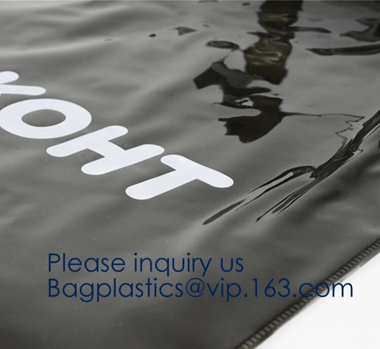Waterproof All Over Printing PVC Coating Tote Shoulder Fabric Shopping Bag With Gusset And Lining,Jelly Clear Plastic PV