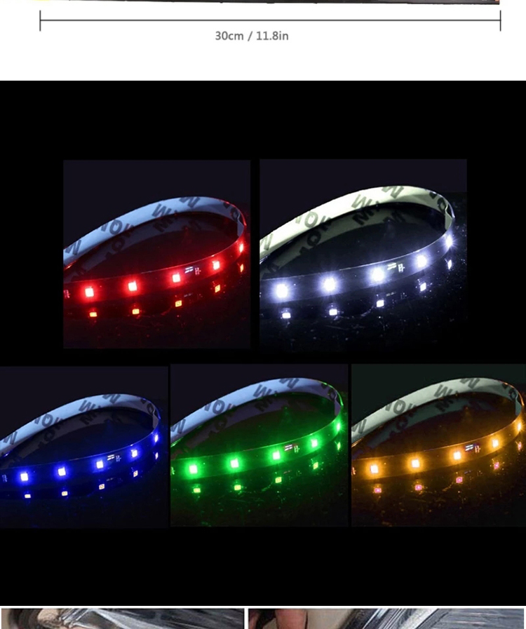 30cm Car Headlight LED Tube Strip 3528 Patch Emergency Warning Light
