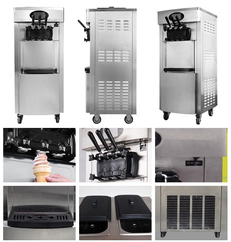 20-28L/H Soft Serve Ice Cream Machine Ideal for Commercial Catering Customised 3 Flavor Icecream Maker