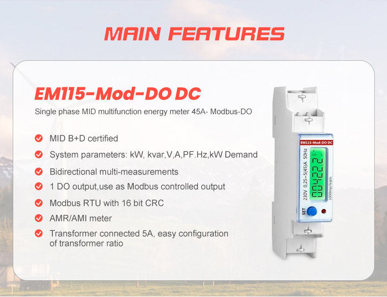EM115-Mod-DO DC 5 45 A Modbus Control Output Remote Digital Display and MID Certificate