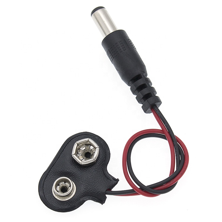 9V Battery Snap Clip Connector To DC Male 5.5mm/2.1mm Plug Power Cable for Battery Holders