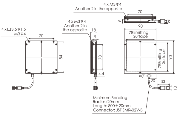 Highly Directional Length 90mm Machine Vision Backlight Geometric Measurement