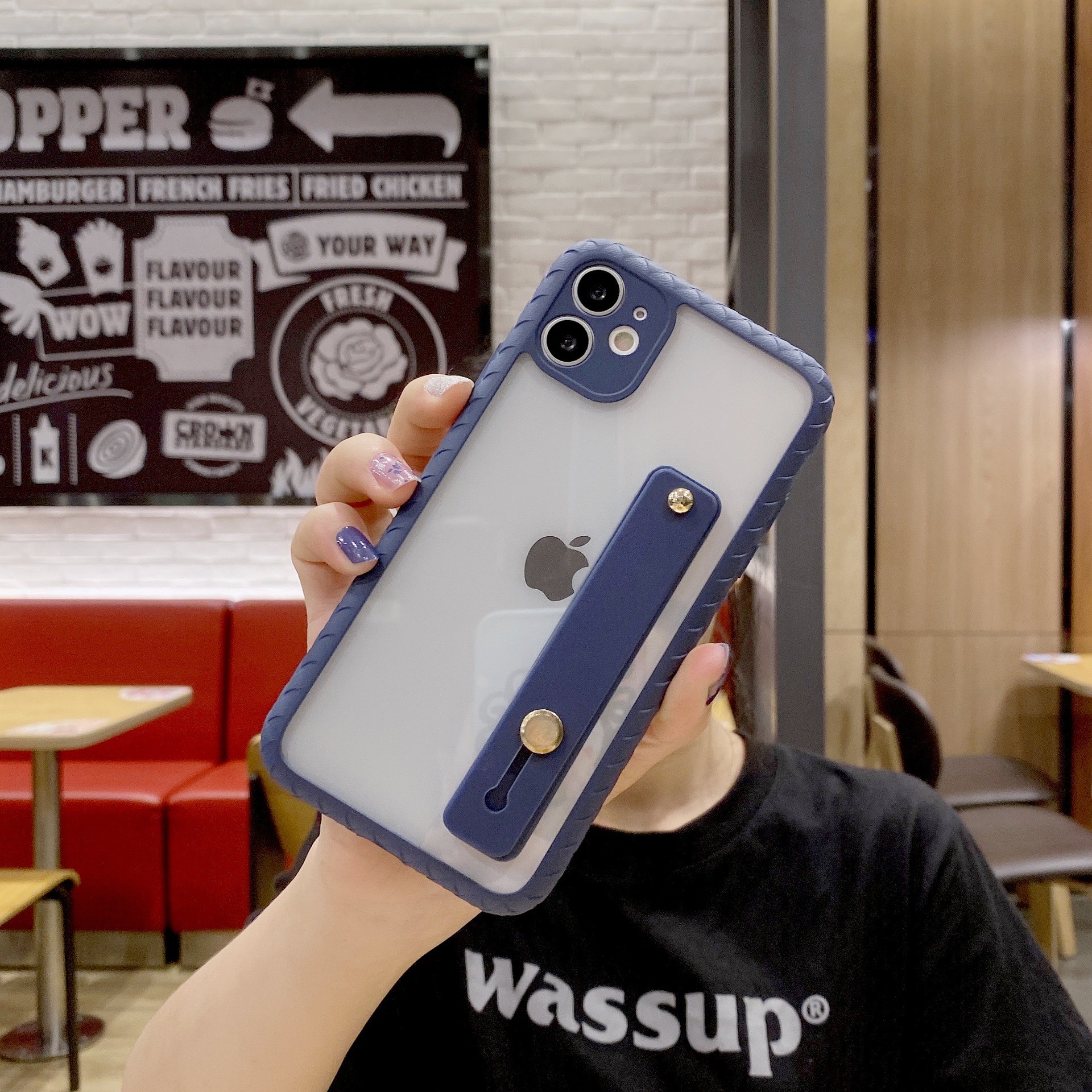 Anti Lost Finger Grip Phone Case High Clear Back Bumper For Iphone 11