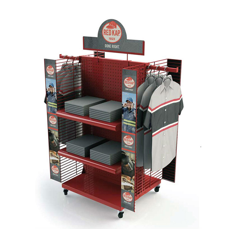 Metal Double Sided Wire Grid Display Racks Backpack Display Stand With Hooks