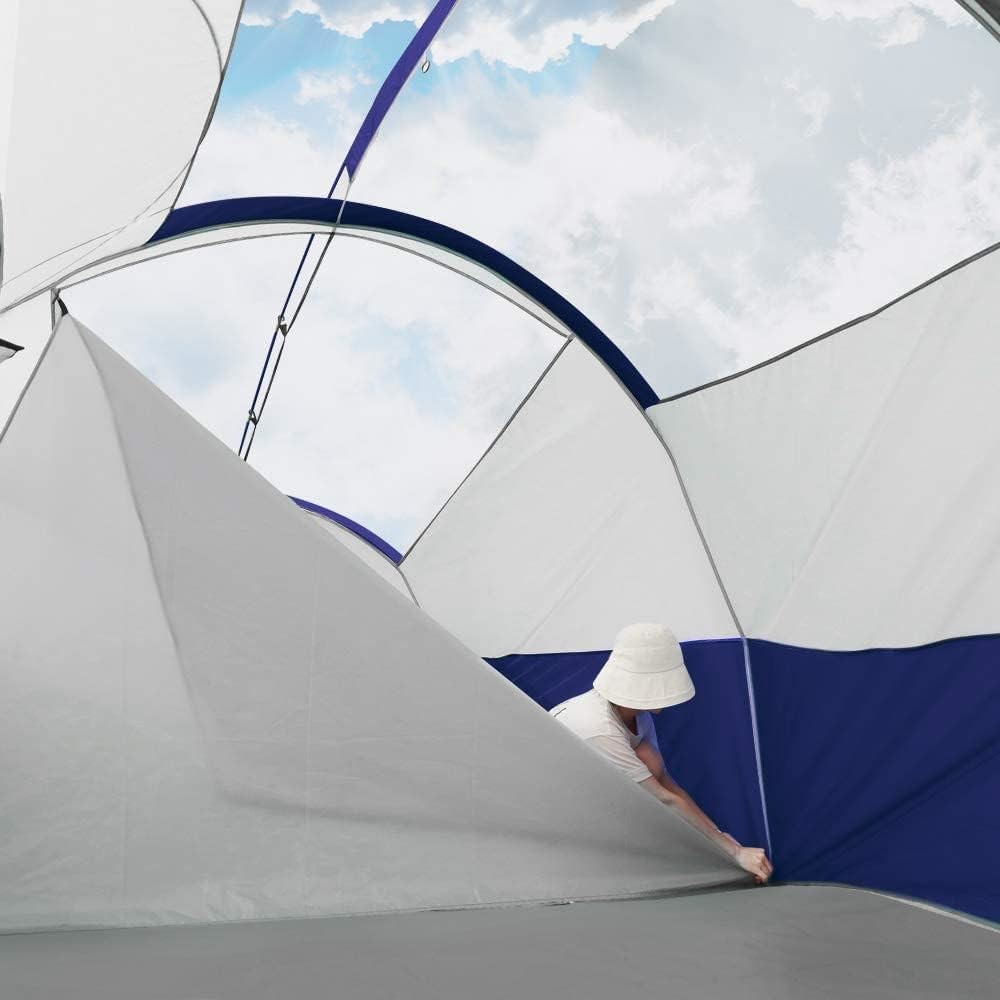 CAMPROS CP Tent 8 Person Camping Tents, Weather Resistant Family Tent, 5 Large Mesh Windows, Double Layer, Divided