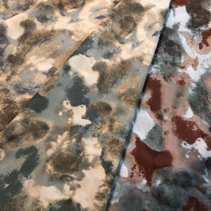 50gsm-100gsm Tie Dye Printed Fabric Polyester Spandex Chiffon Fabric