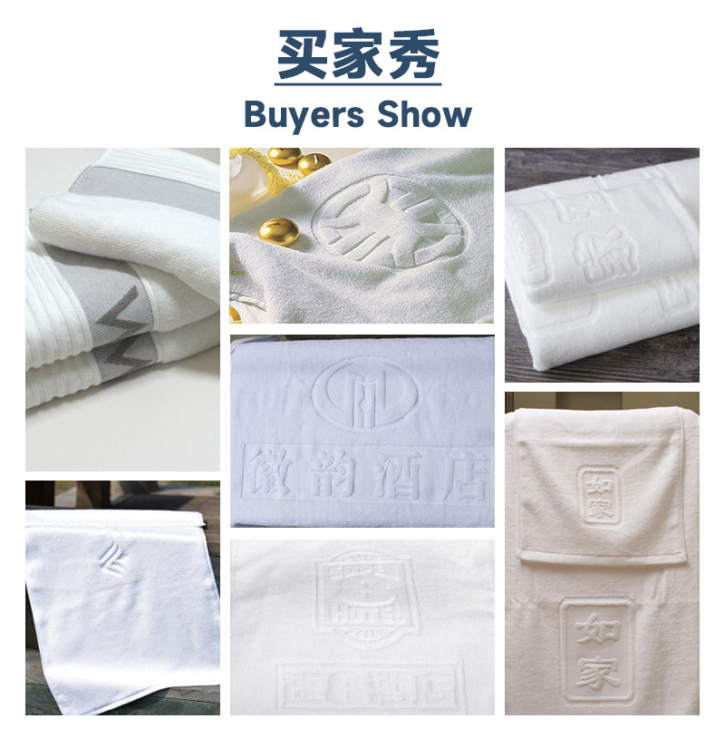 Delivery Time 7-15 Days Custom Logo 100% Cotton White Hotel Towels for Bathroom