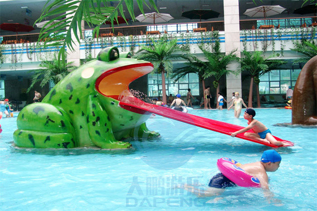 Fiberglass Water Park Splash Pad Frog Small Swimming Pool Slide For Children