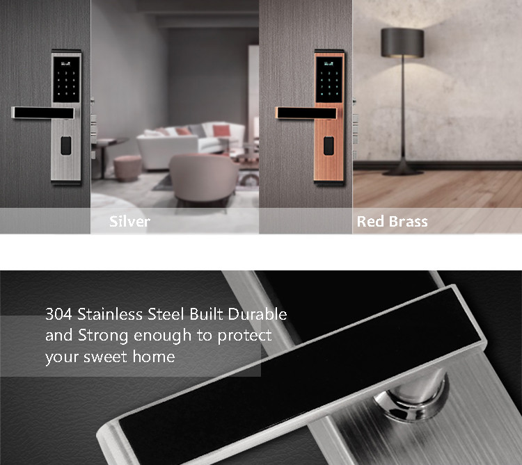 Intelligent Keypad Apartment Door Locks Stainless Steel Support Password Card