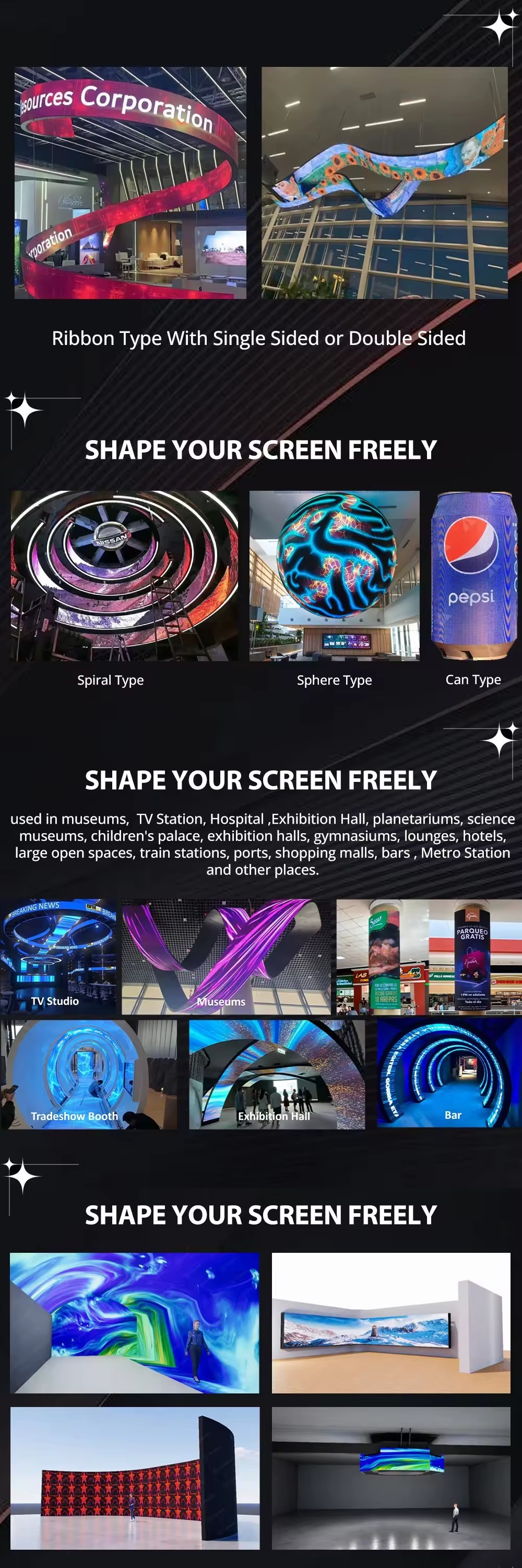 Original Type Flexible Soft Screen Vertical Indoor LED Display Screens for Wedding