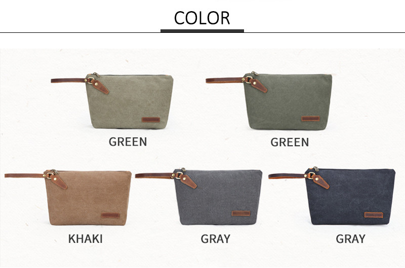 Blank Pure Color Zipper Cotton Canvas Makeup Bag