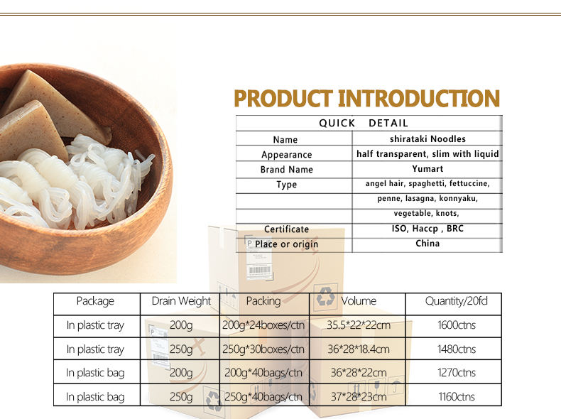 Zero Calorie and low fat organic shitataki konjac noodles