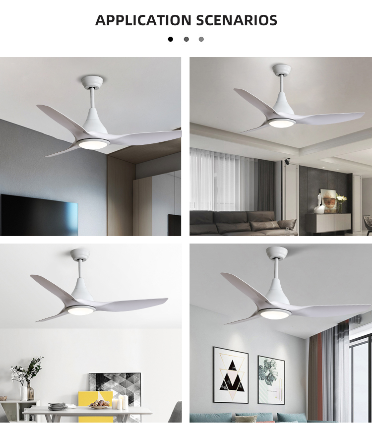 5 Speed 3CCT White ABS Blade Ceiling Fan For Restaurant 1500LM