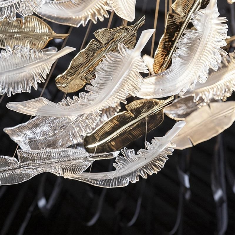 Modern Art Glass Feather Chandeliers