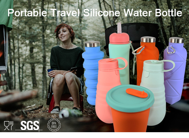 OEM ODM Silicone Water Bottle Soft Foldable 500Ml For Running