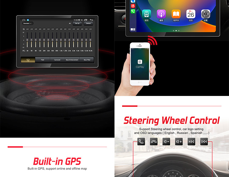 GPS Navigation Universal Car Stereo Multi Language 2000*1200 Resolution