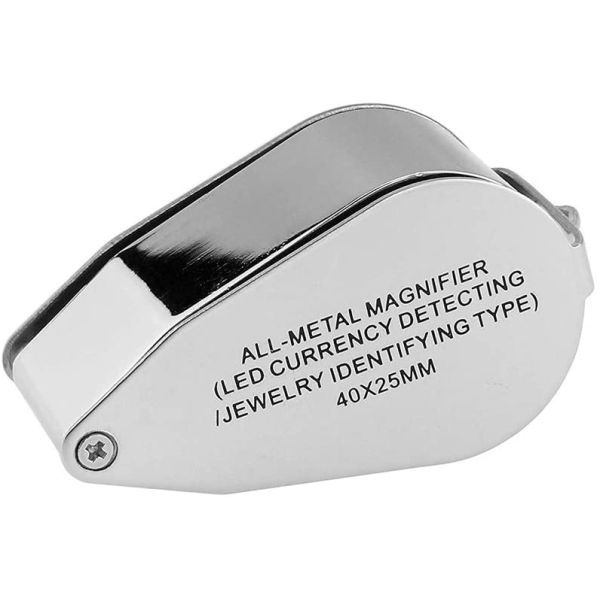 Pocket Folding With LED UV Light 10X Metal Illuminated Jewelry Magnifying Glass