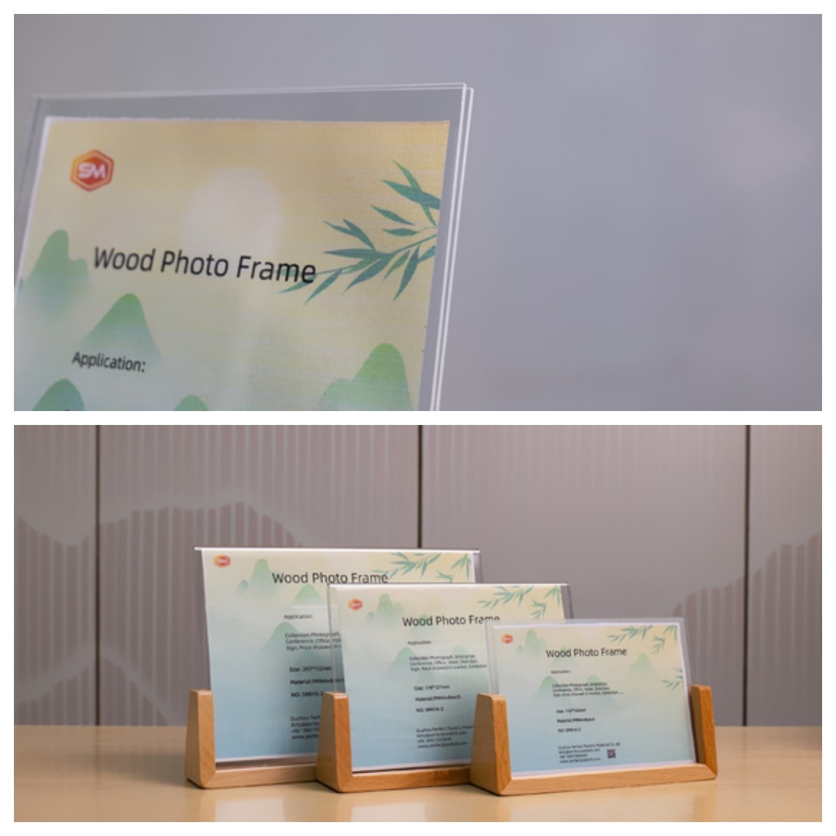 High Definition Acrylic Photo Frame with Walnut Wood Base