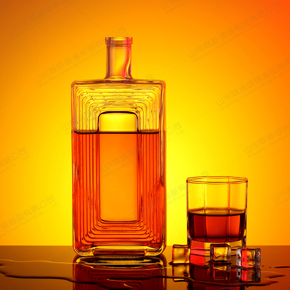 Glass Bottles For Beverage Customized Color Tequila Rum Gin Bottles