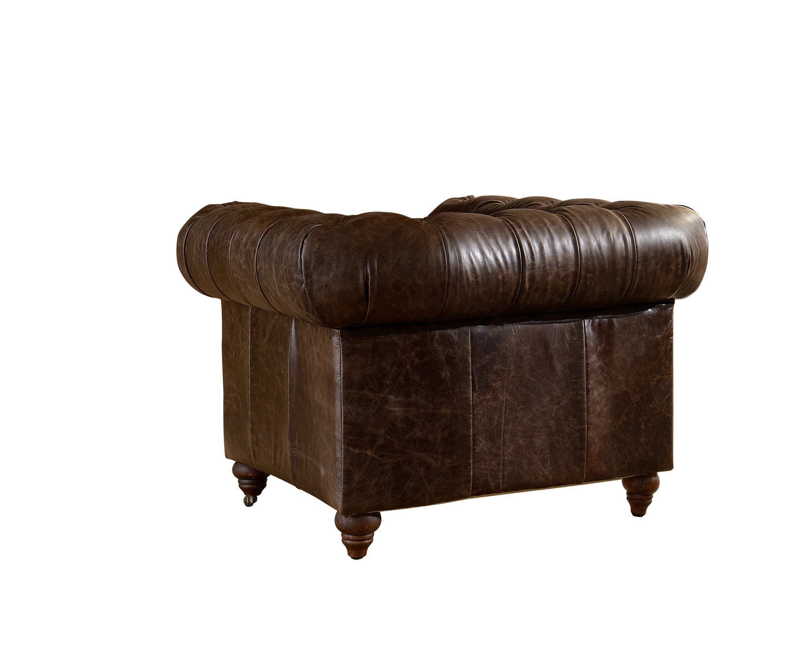 Chesterfield High Back Leather Armchair Strong Solidwood Frame With Elegant Nail Heads