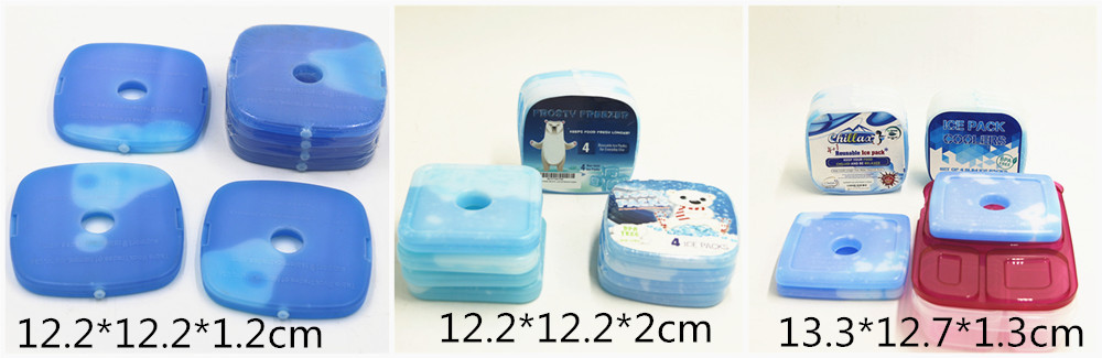 Custom Blue Hard Plastic Ice Packs For Food 12.2 * 12.2 * 1.2cm