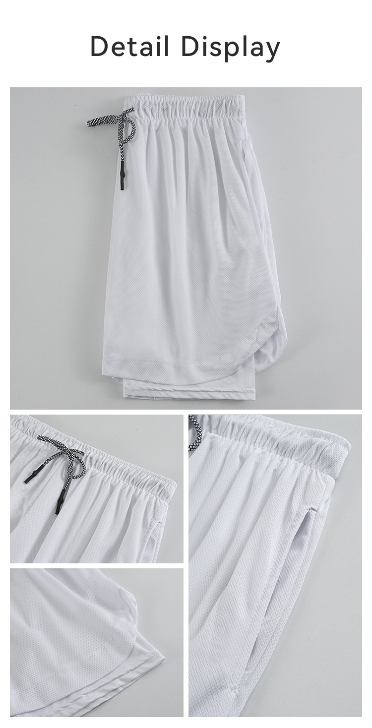 Fit Training Sports Double Layer Workout Pants Elastic Gym Men Cotton Shorts