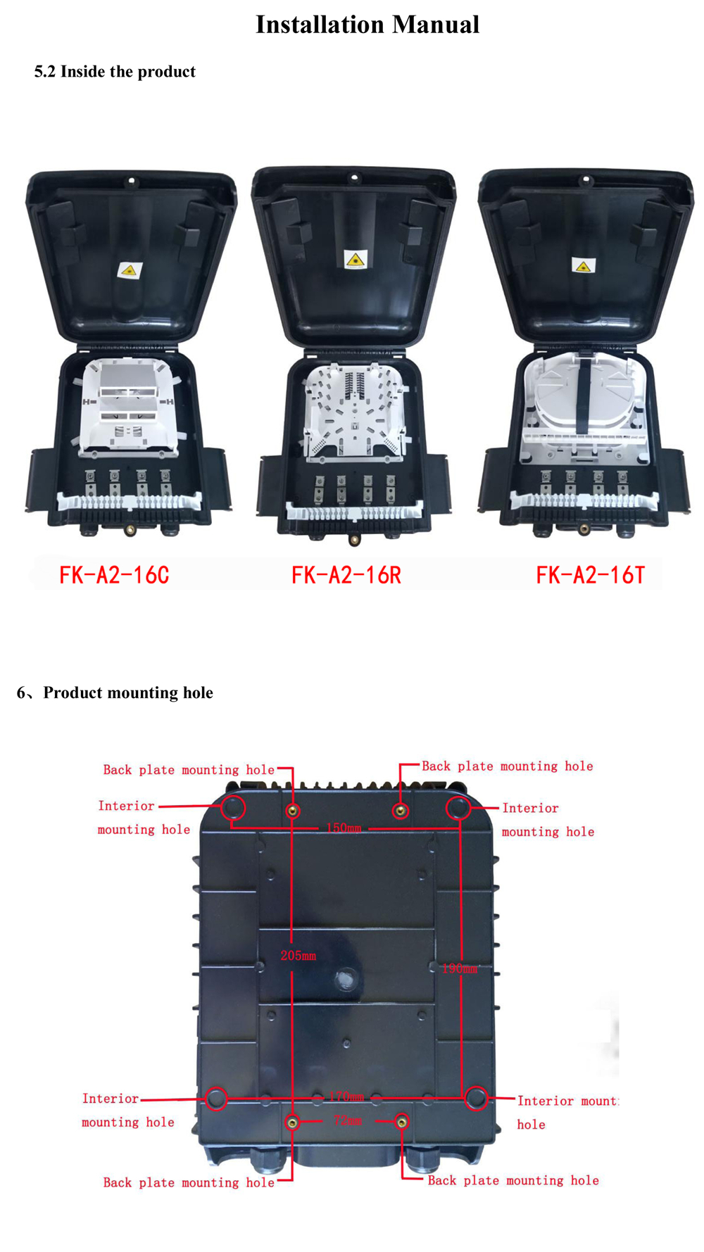 16 Core Fiber Optic Ftth Junction Box Terminal Box For Drop Cable Splitter