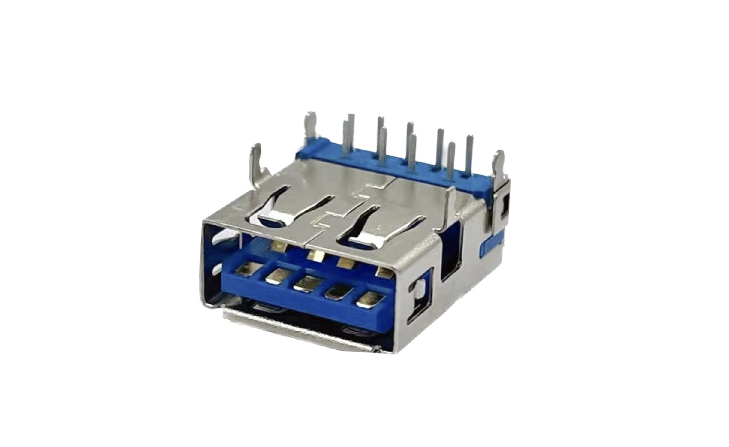 Type A USB 3.1 AF 9 Pin 4 Legs Female Socket SMT Flat Solder Connector 90 Degree