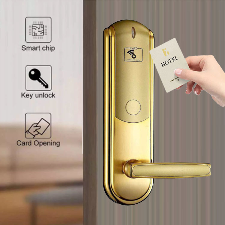 Silver 4AA Hotel Card Door Lock System 4.8V Smart Lock For Wooden Door