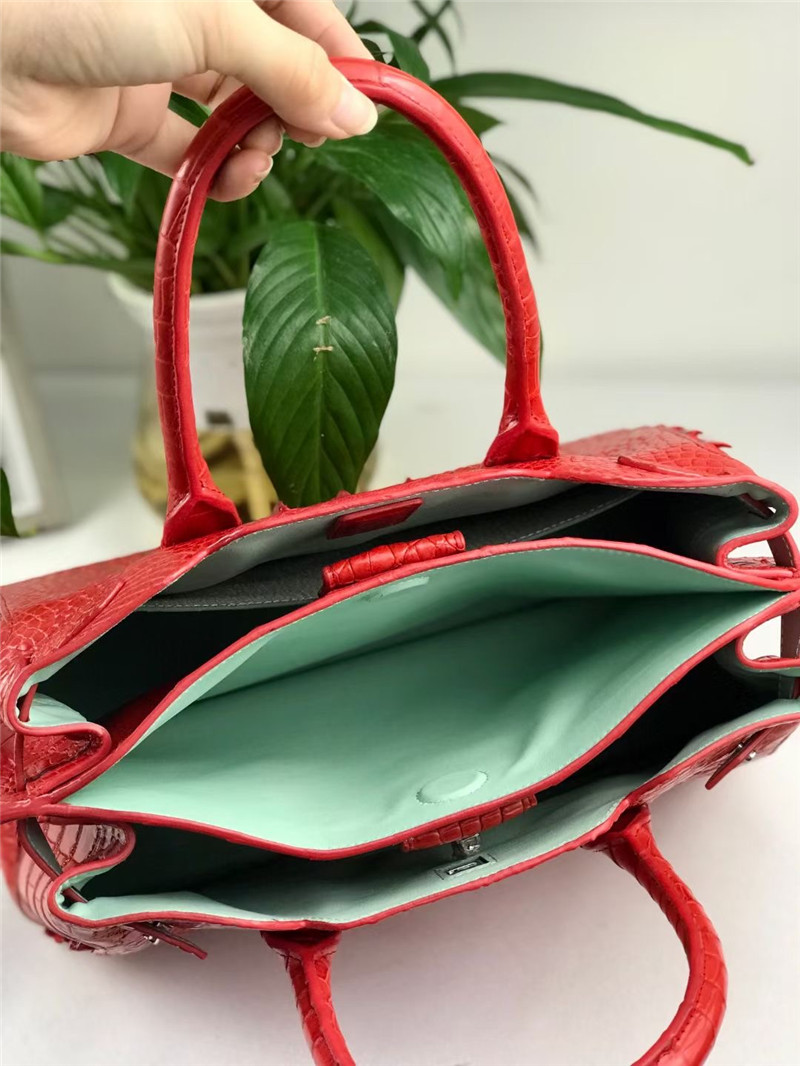 Authentic Crocodile Leather Women Top-handle Handbag Female Large Shoulder Bag Genuine Alligator Skin OL Lady Work Purse