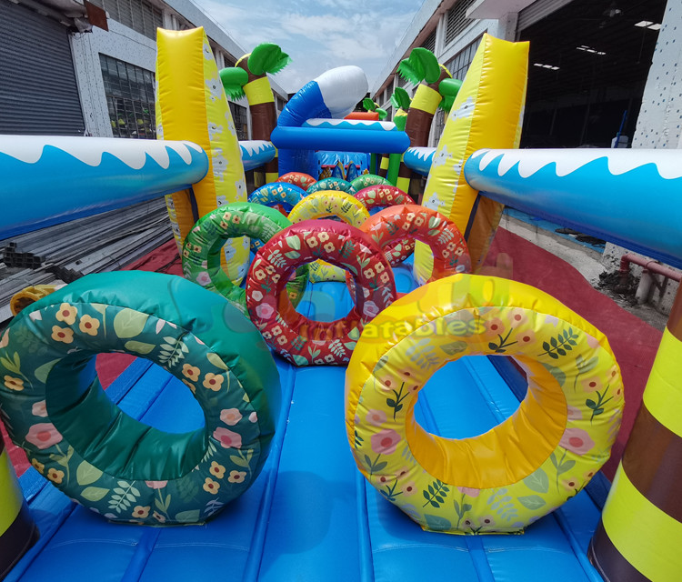 EN71 Long Amusement Park Inflatable Bounce House Combo