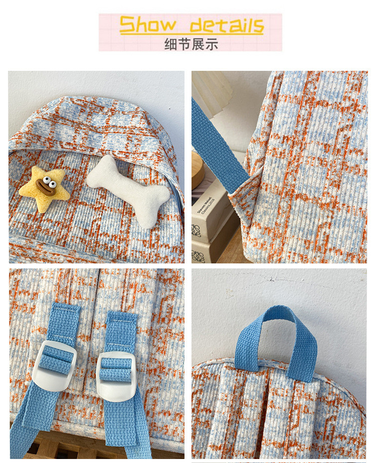 High appearance level small fresh check bag junior high school backpack female college students fall and winter backpack