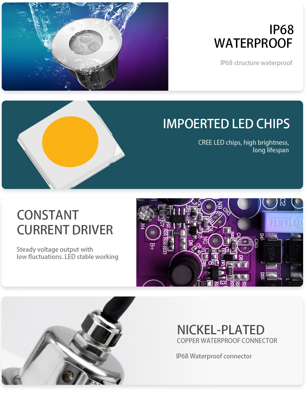 5W IK10 130LM Color Changing Pool Light VDE Underwater LED Lawn Light