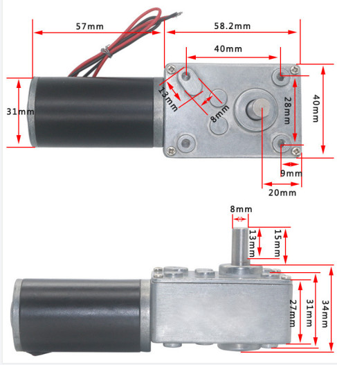 12V Billboard DC Reducer Motor Brush Commutated With Fixing Bracket