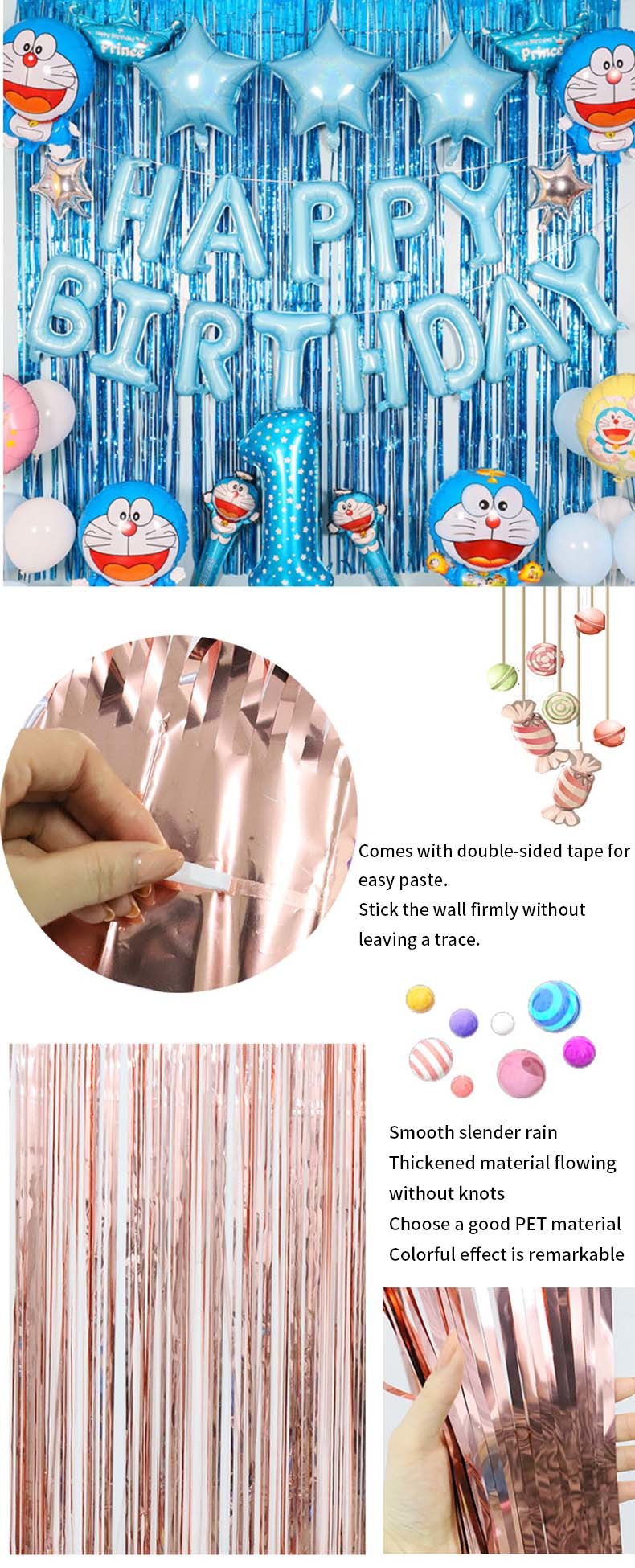Birthday Party Background Photo Booth Fringe Tassel Door Foil Curtain