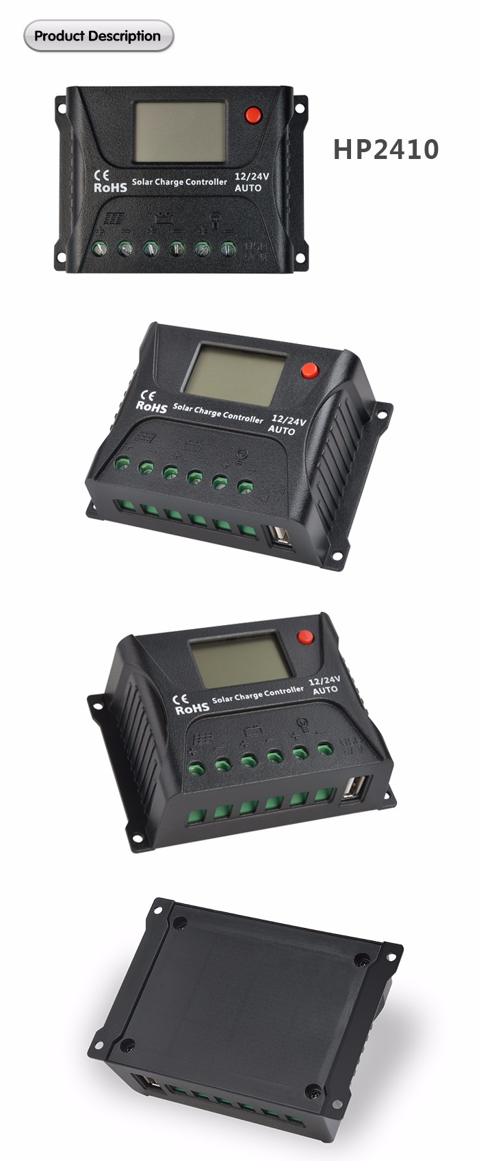 10A Solar Charge Controller 12 Volt Solar Panel Regulator With USB Output
