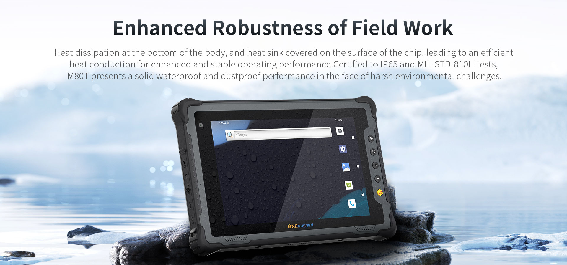 Rugged and ONERugged M80T Industrial Android Rugged 8 inch Tablet PC with 820g Weight