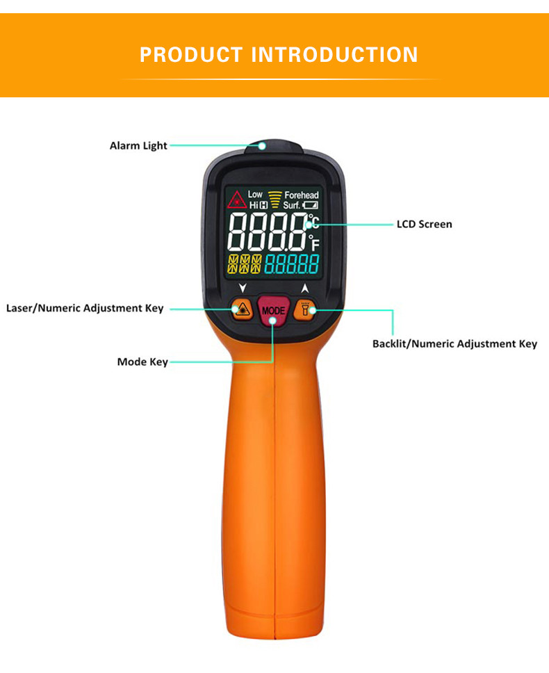 Professional Infrared Laser Thermometer , High Accuracy Laser Temperature Gun